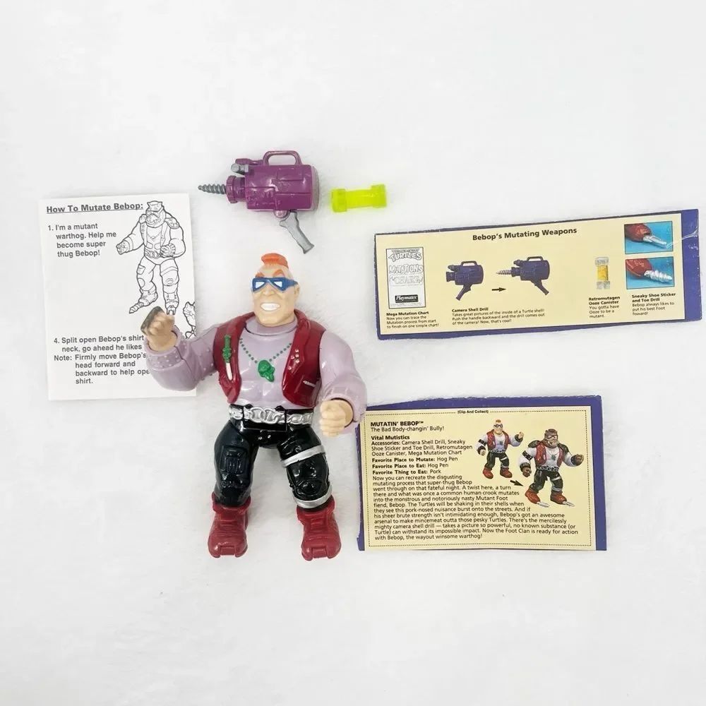 Vtg 1992 Mutant Bebop, Ninja Turtles Action Figure, Bio Card Included, Complete